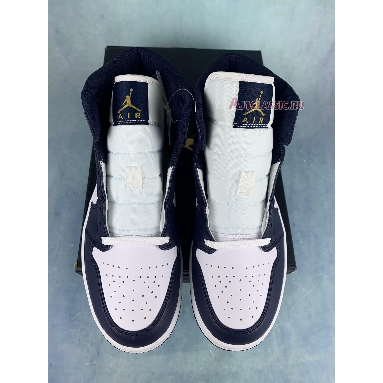 Air Jordan 1 Mid Obsidian 554724-174-2 White/Obsidian-Metallic Gold Mens Womens Shoes