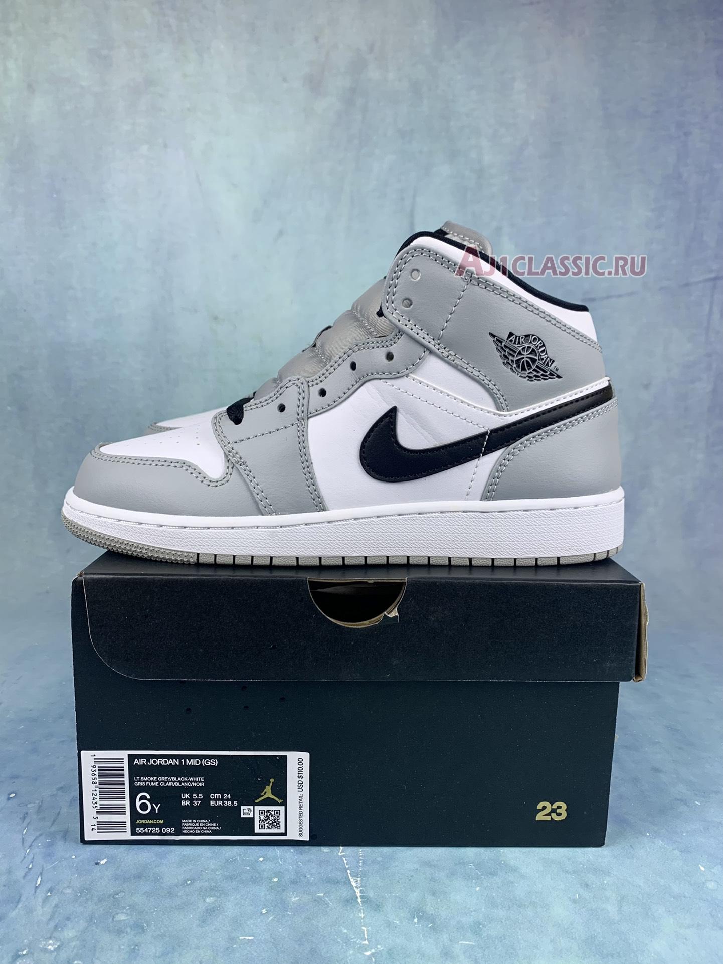 New Air Jordan 1 Mid GS "Light Smoke Grey" 554725-092 Shoes