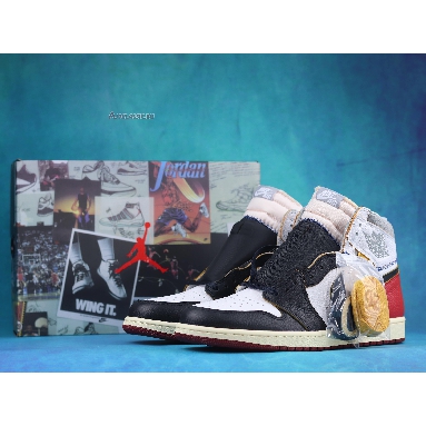 Union LA x Air Jordan 1 Retro High NRG Black Toe BV1300-106-2 White/Black/Varsity Red/Wolf Grey Mens Womens Shoes