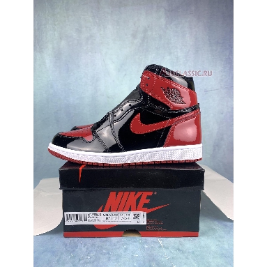 Air Jordan 1 Retro High OG Patent Bred 555088-063-2 Black/White/Varsity Red Mens Womens Shoes