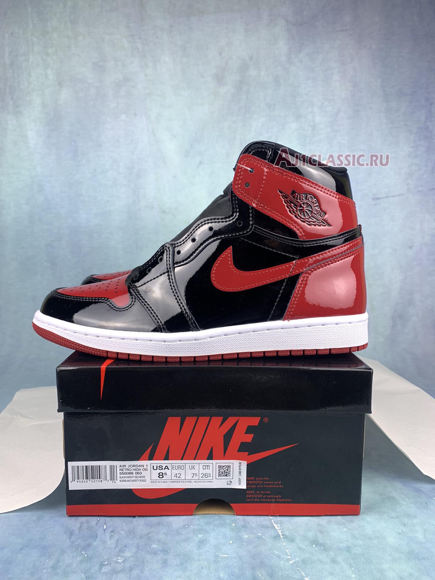 New Air Jordan 1 Retro High OG "Patent Bred" 555088-063-2 Shoes