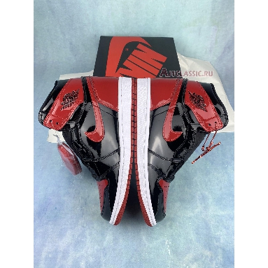 Air Jordan 1 Retro High OG Patent Bred 555088-063-2 Black/White/Varsity Red Mens Womens Shoes