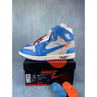 Off-White x Air Jordan 1 Retro High OG UNC AQ0818-148-3 White/Dark Powder Blue-Cone Mens Womens Shoes