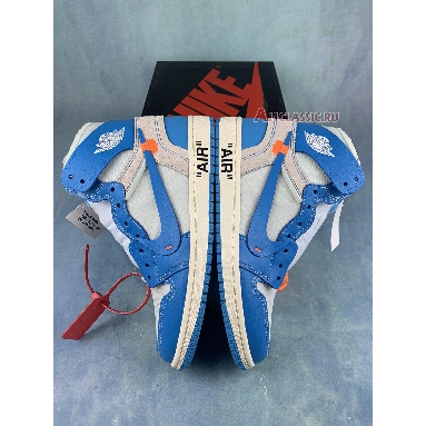 Off-White x Air Jordan 1 Retro High OG UNC AQ0818-148-3 White/Dark Powder Blue-Cone Mens Womens Shoes