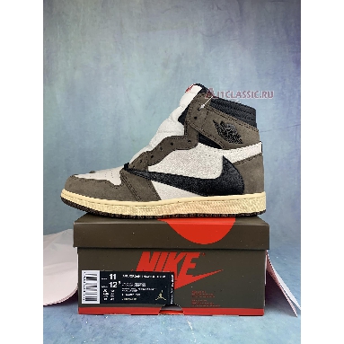 Travis Scott x Air Jordan 1 Retro High OG Mocha CD4487-100-6 Sail/Dark Mocha-University Red-Black Mens Womens Shoes