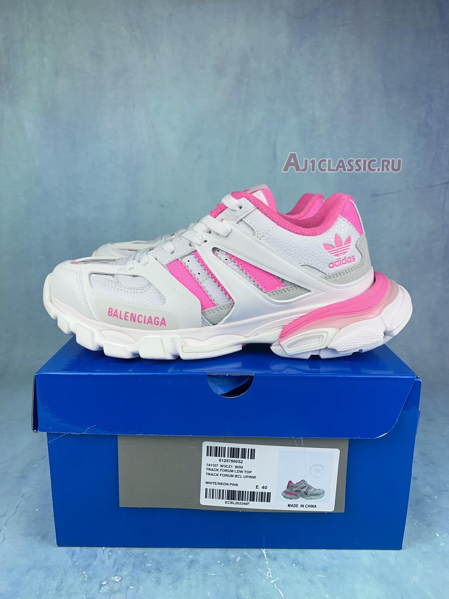 New Balenciaga Adidas Track Forum Low Top Sneaker "White Neon Pink" 741106 W3CZ 19050 Shoes