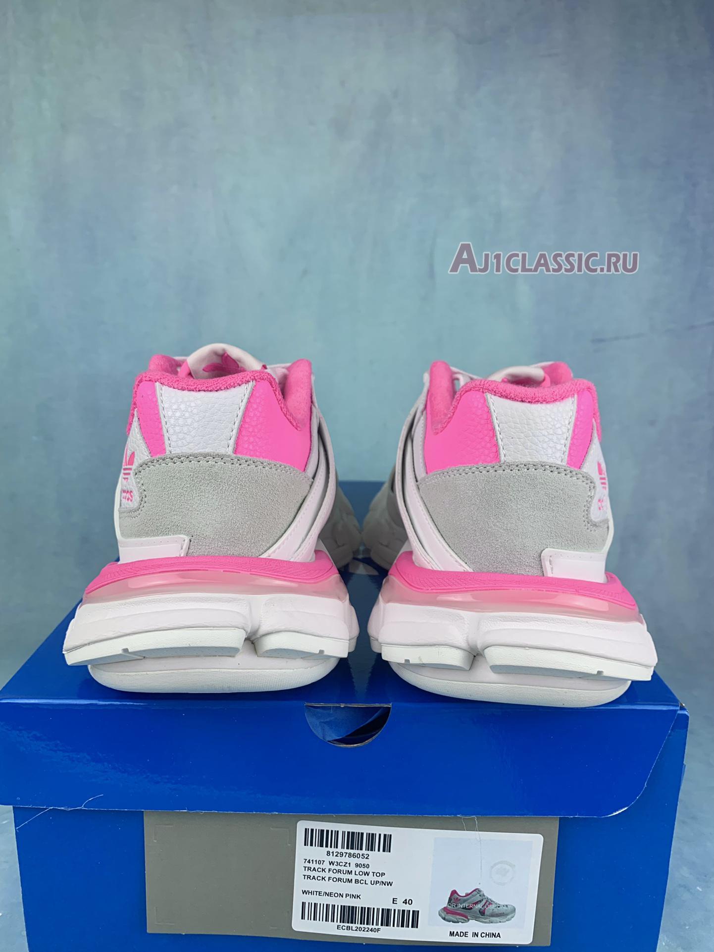 New Balenciaga Adidas Track Forum Low Top Sneaker "White Neon Pink" 741106 W3CZ 19050 Shoes