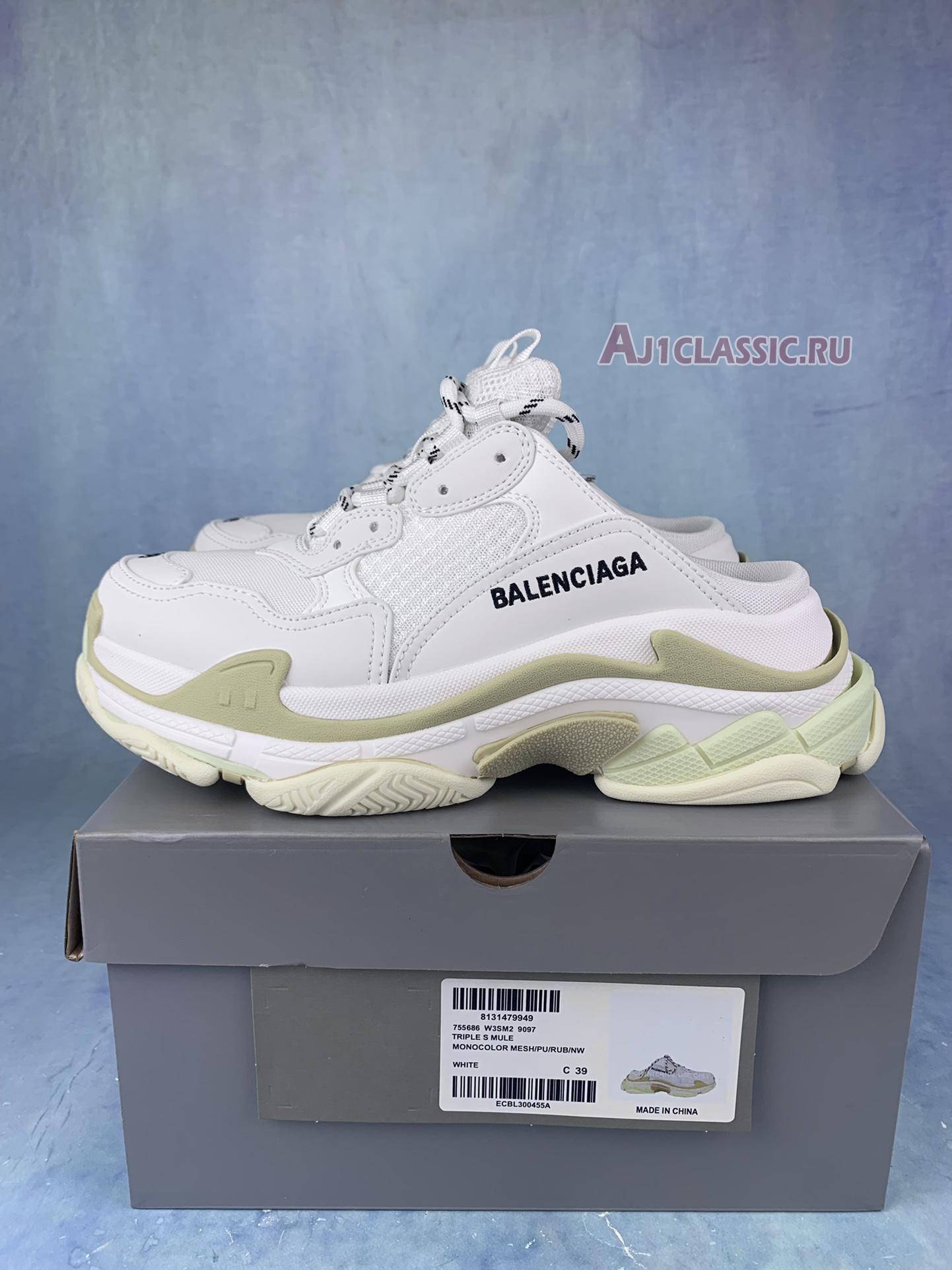 New Balenciaga Triple S Mule "White" 755686 W3SM 29097 Shoes