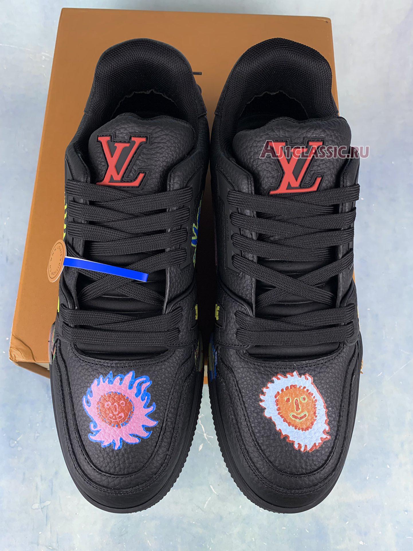 New Louis Vuitton x Yayoi Kusama LV Trainer Sneaker "Black" 1ABD30 Shoes