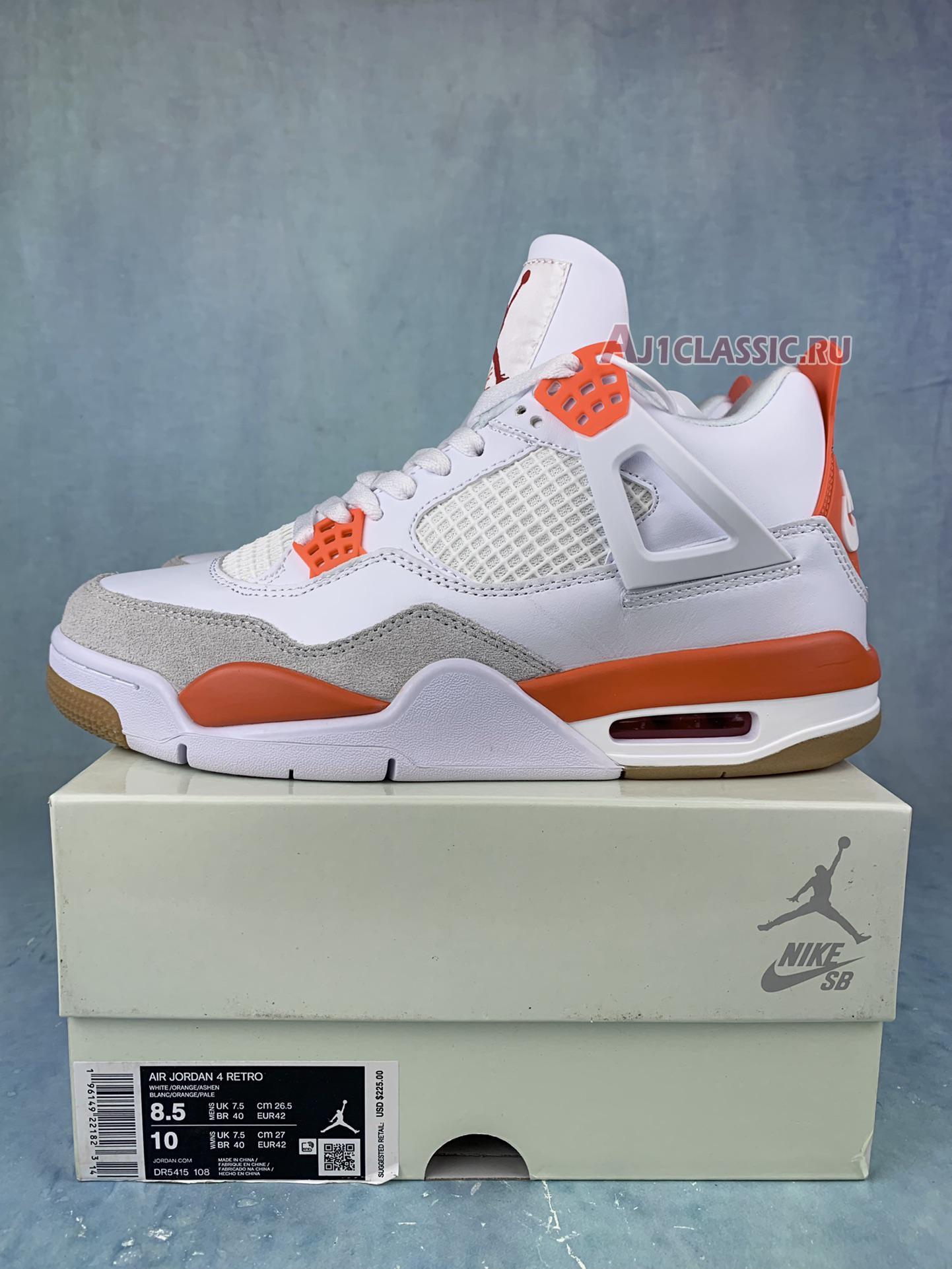 New Nike SB x Air Jordan 4 Retro SP "White Orange" DR5415-108 Shoes