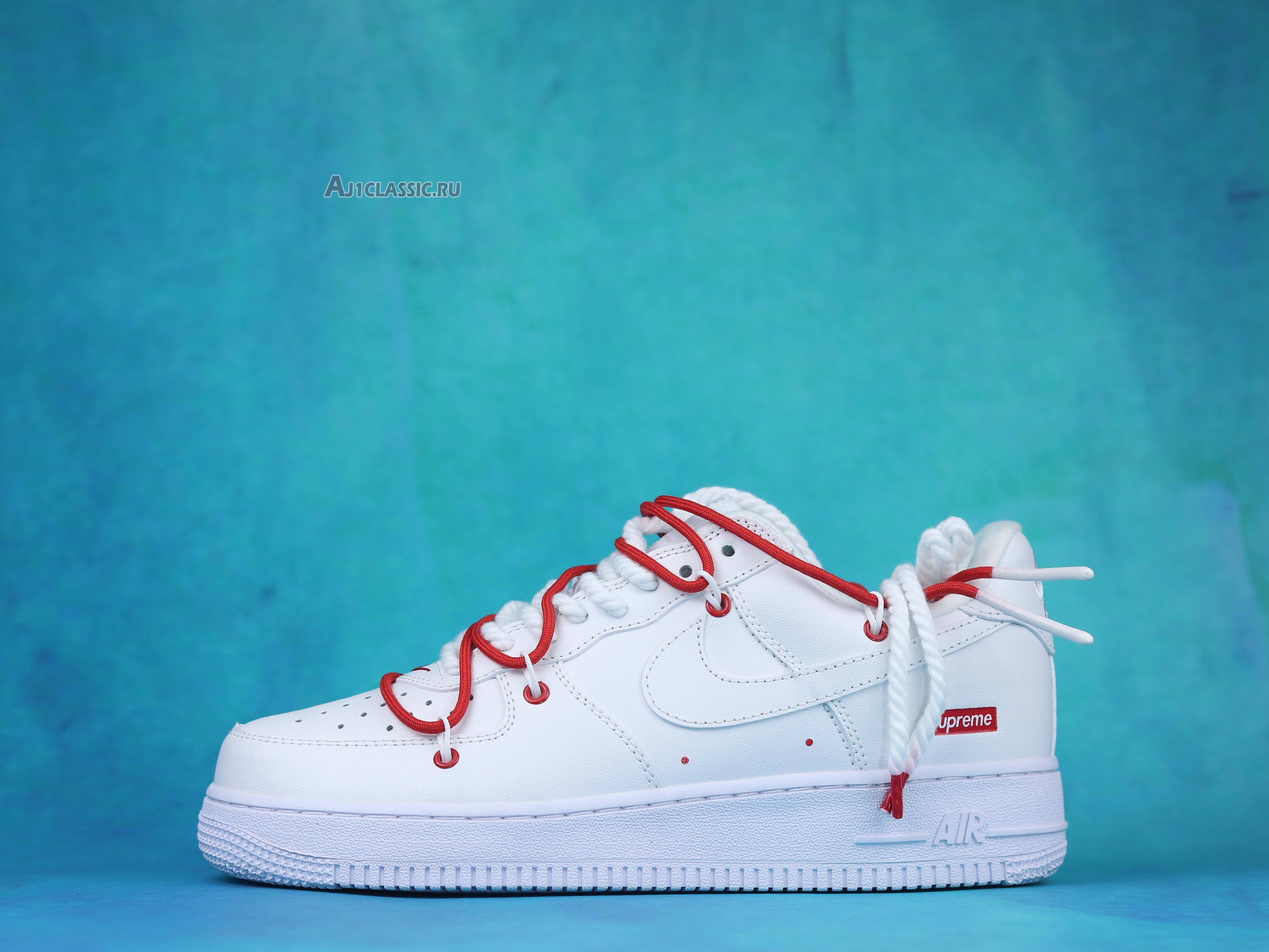 New Supreme x Nike Air Force 1 Low "White Red" CU9225-101 Shoes