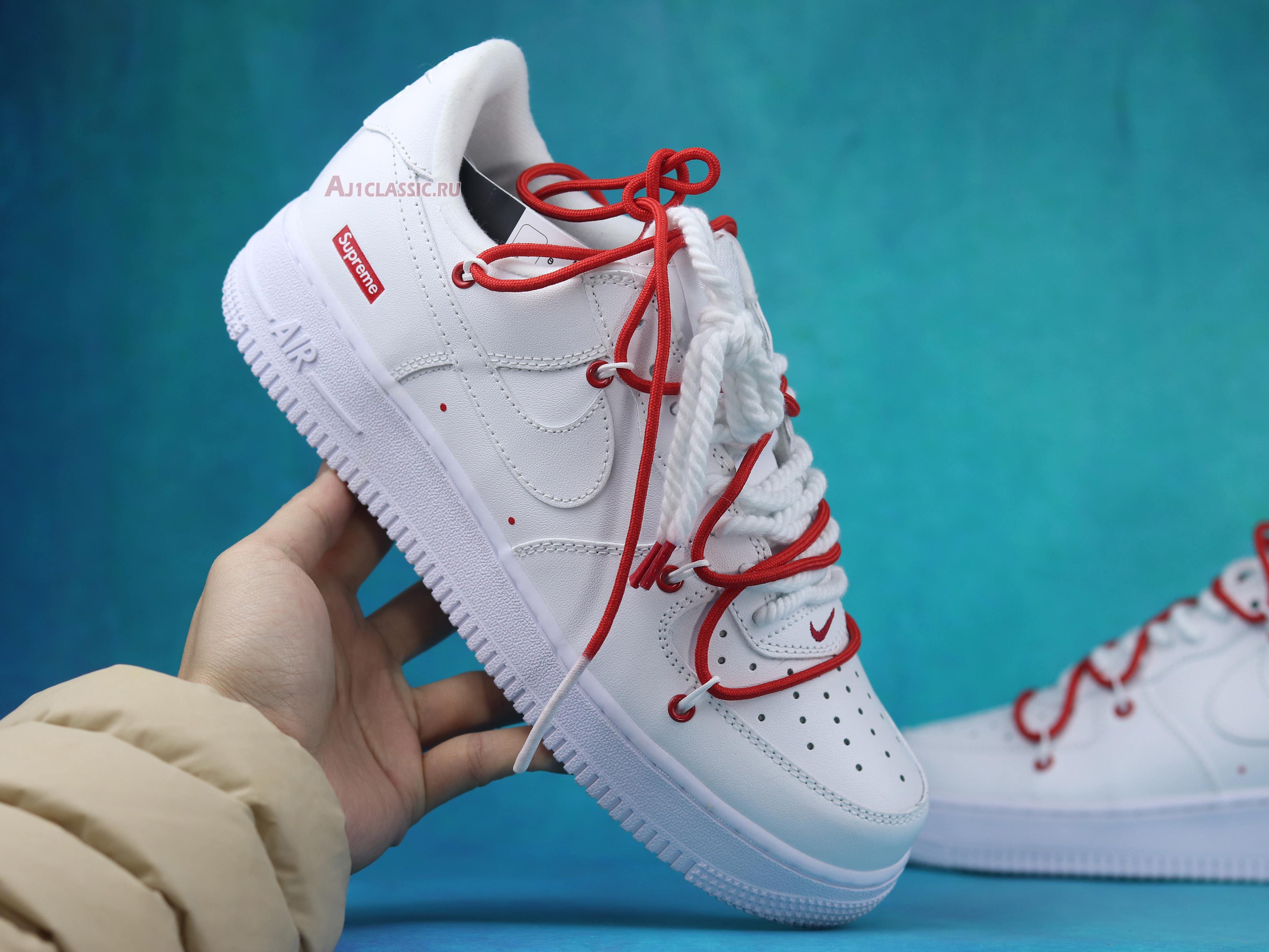 New Supreme x Nike Air Force 1 Low "White Red" CU9225-101 Shoes