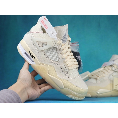 Off-White x Air Jordan 4 Retro SP Sail CV9388-100-2 Sail/Muslin/White/Black Mens Womens Shoes