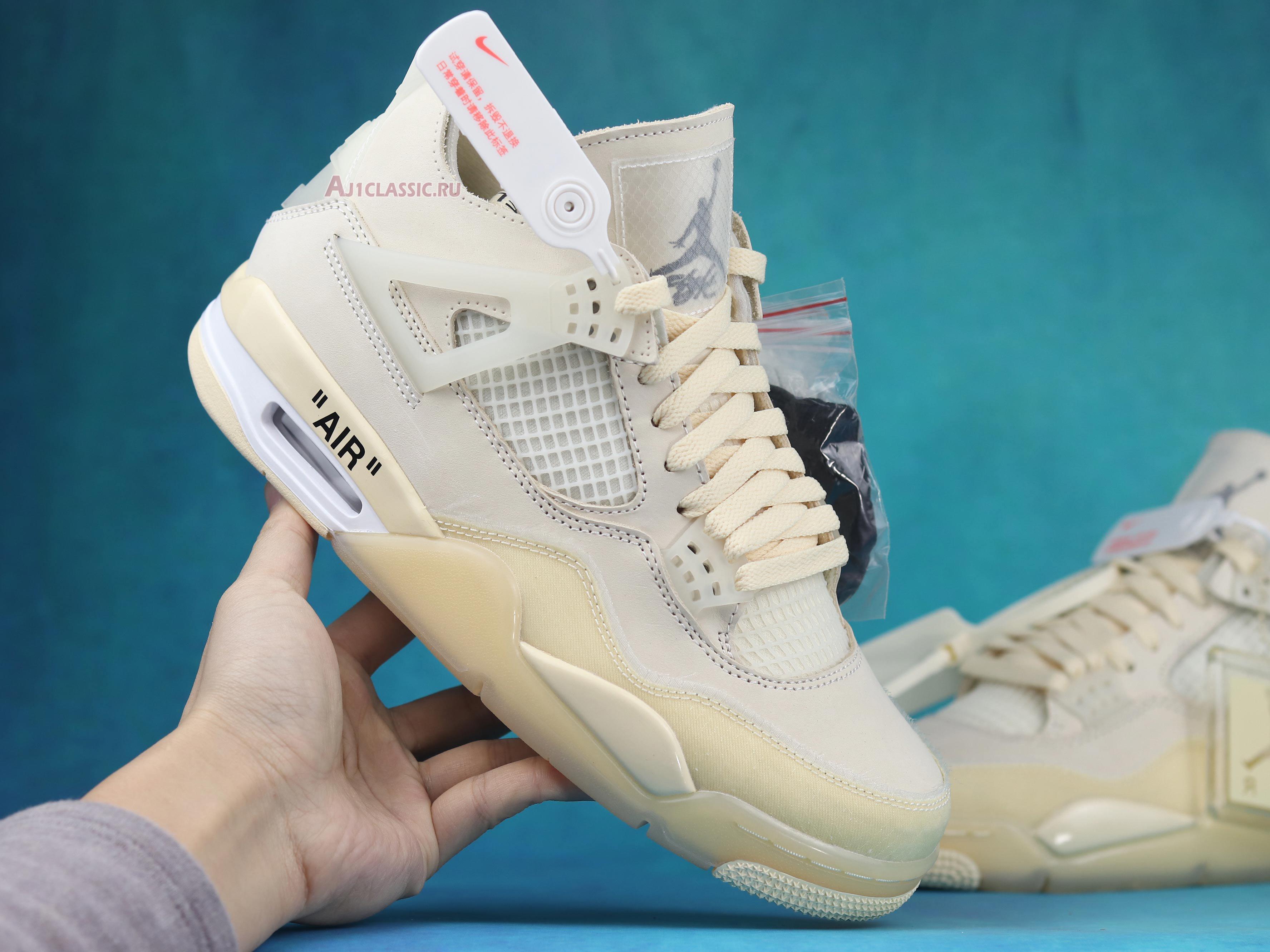 New Off-White x Air Jordan 4 Retro SP "Sail" CV9388-100-2 Shoes