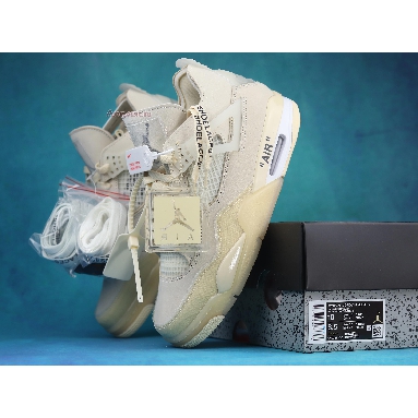 Off-White x Air Jordan 4 Retro SP Sail CV9388-100-2 Sail/Muslin/White/Black Mens Womens Shoes