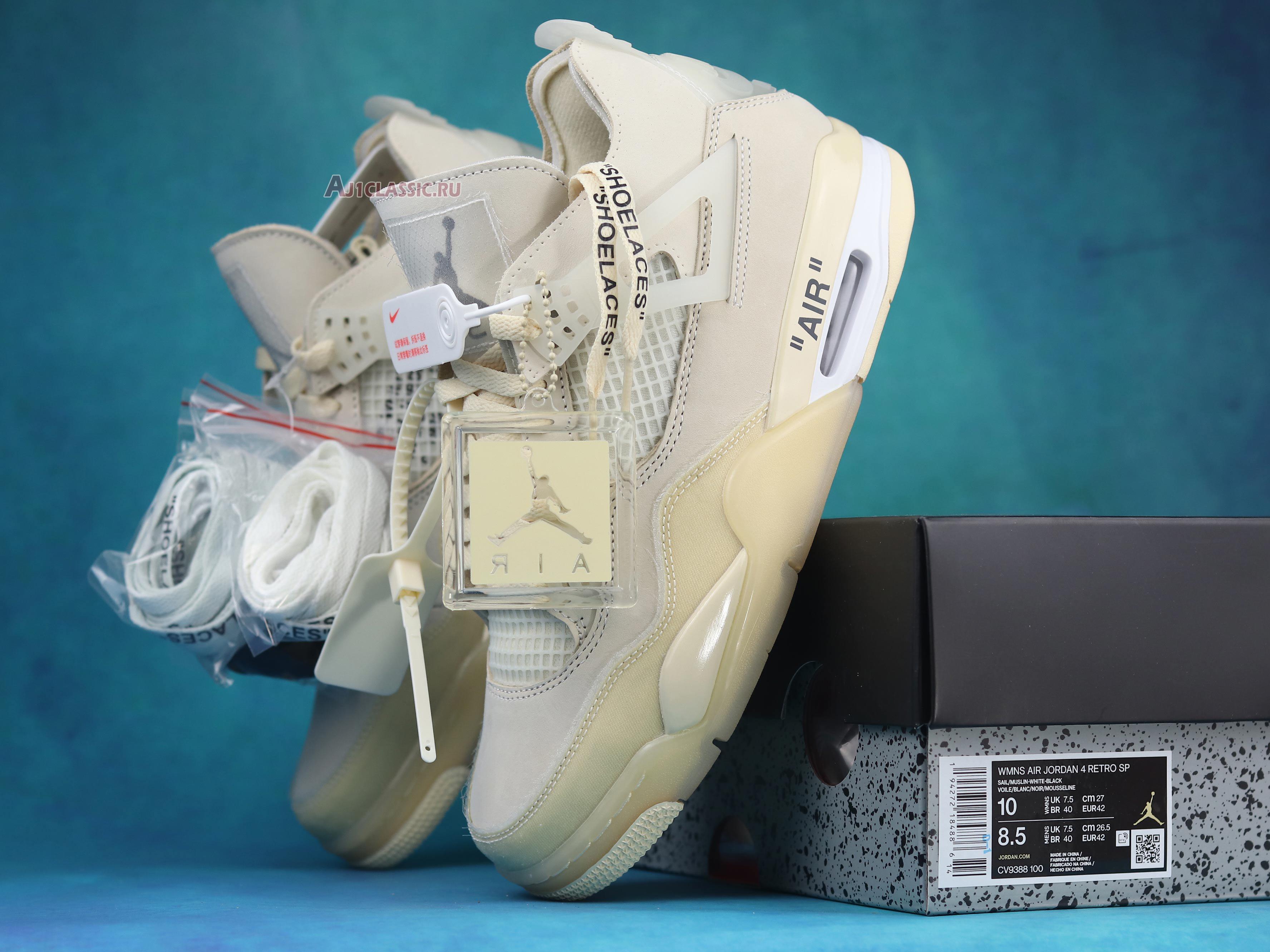 New Off-White x Air Jordan 4 Retro SP "Sail" CV9388-100-2 Shoes