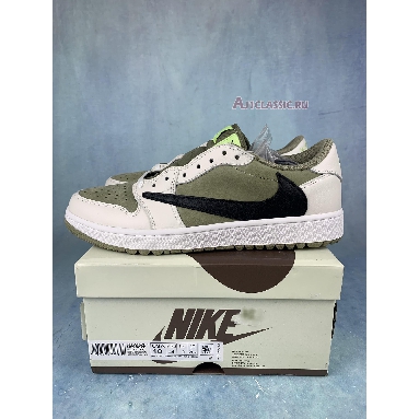 Travis Scott x Air Jordan 1 Low Golf Neutral Olive FZ3124-200 Neutral Olive/Black/Sail/Light Lemon Twist/Baroque Brown/White Mens Womens Shoes