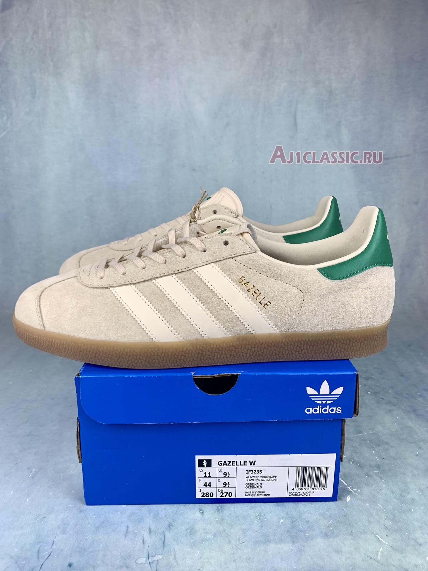 New Adidas Gazelle "Wonder White Green" IF3235 Shoes