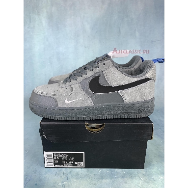 Nike Air Force 1 Low Cut Out Swoosh - Grey DO6709-002 Smoke Grey/Black/Light Photo Blue Mens Womens Shoes