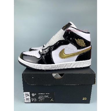 Air Jordan 1 Mid Patent SE Black Metallic Gold 852542-007-1 Black/Metallic Gold-White Sneakers