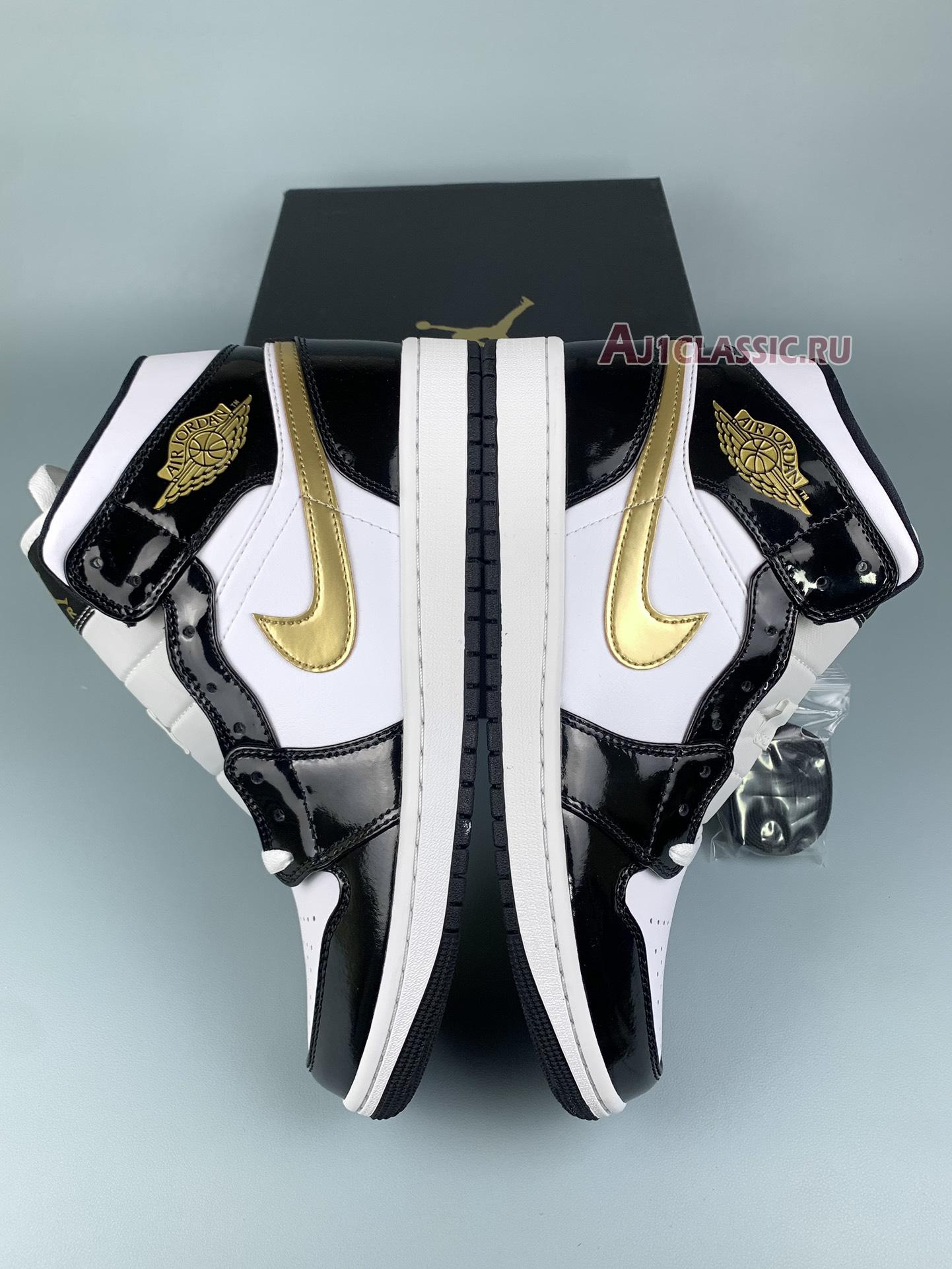 New Air Jordan 1 Mid Patent SE "Black Metallic Gold" 852542-007-1 Shoes