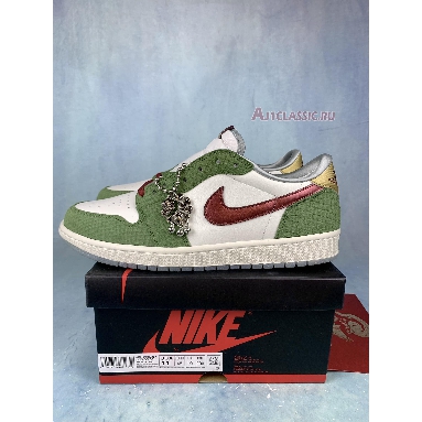 Air Jordan 1 Retro Low OG Chinese New Year - Year of the Dragon FN3727-100 Sail/Cedar/Oil Green/Light Pumice/Dark Team Red Mens Womens Shoes