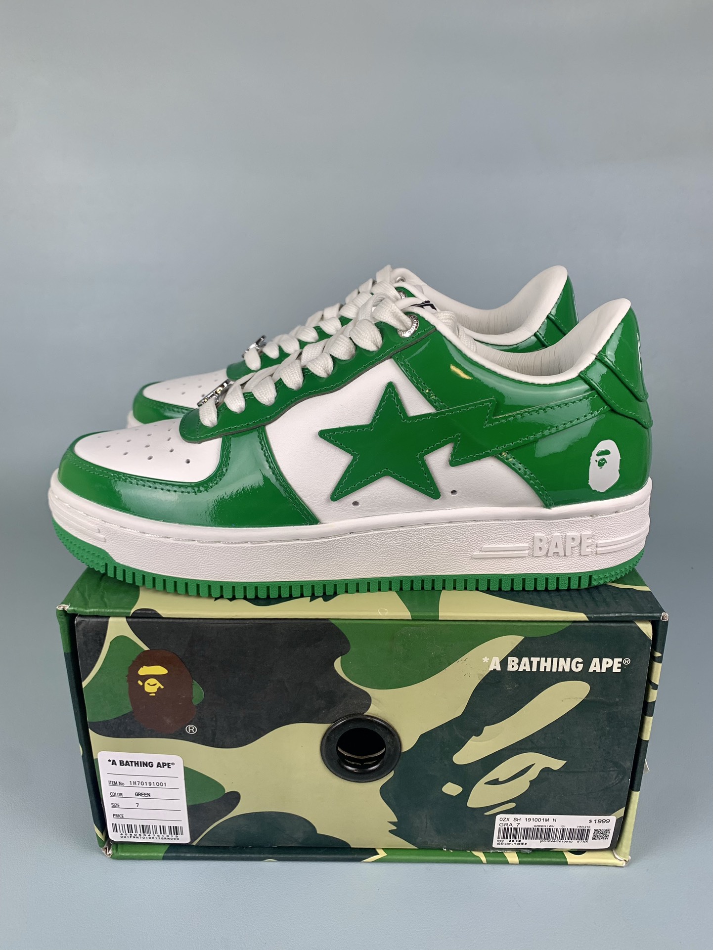 New A Bathing Ape Bapesta "Green" 1H70191001-GRA Shoes