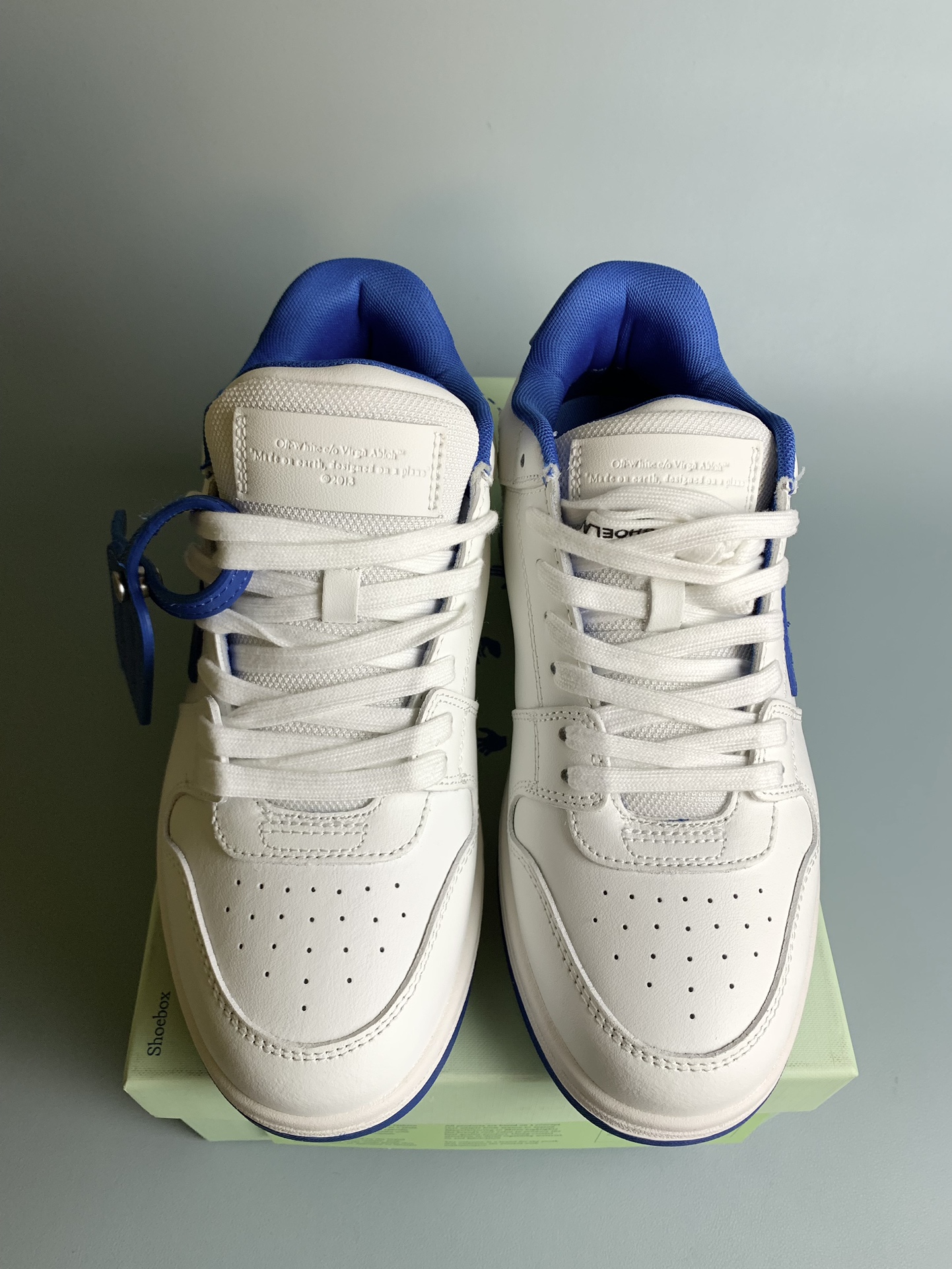 New Off-White Out of Office Low "White Blue" OMIA189S21LEA0010145 Shoes