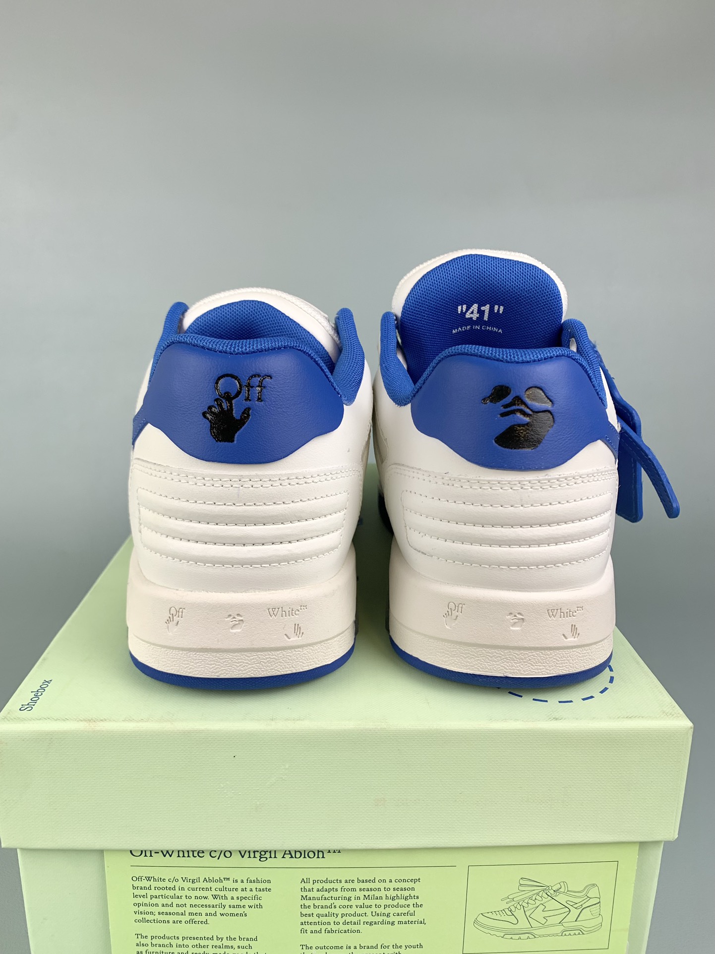 New Off-White Out of Office Low "White Blue" OMIA189S21LEA0010145 Shoes