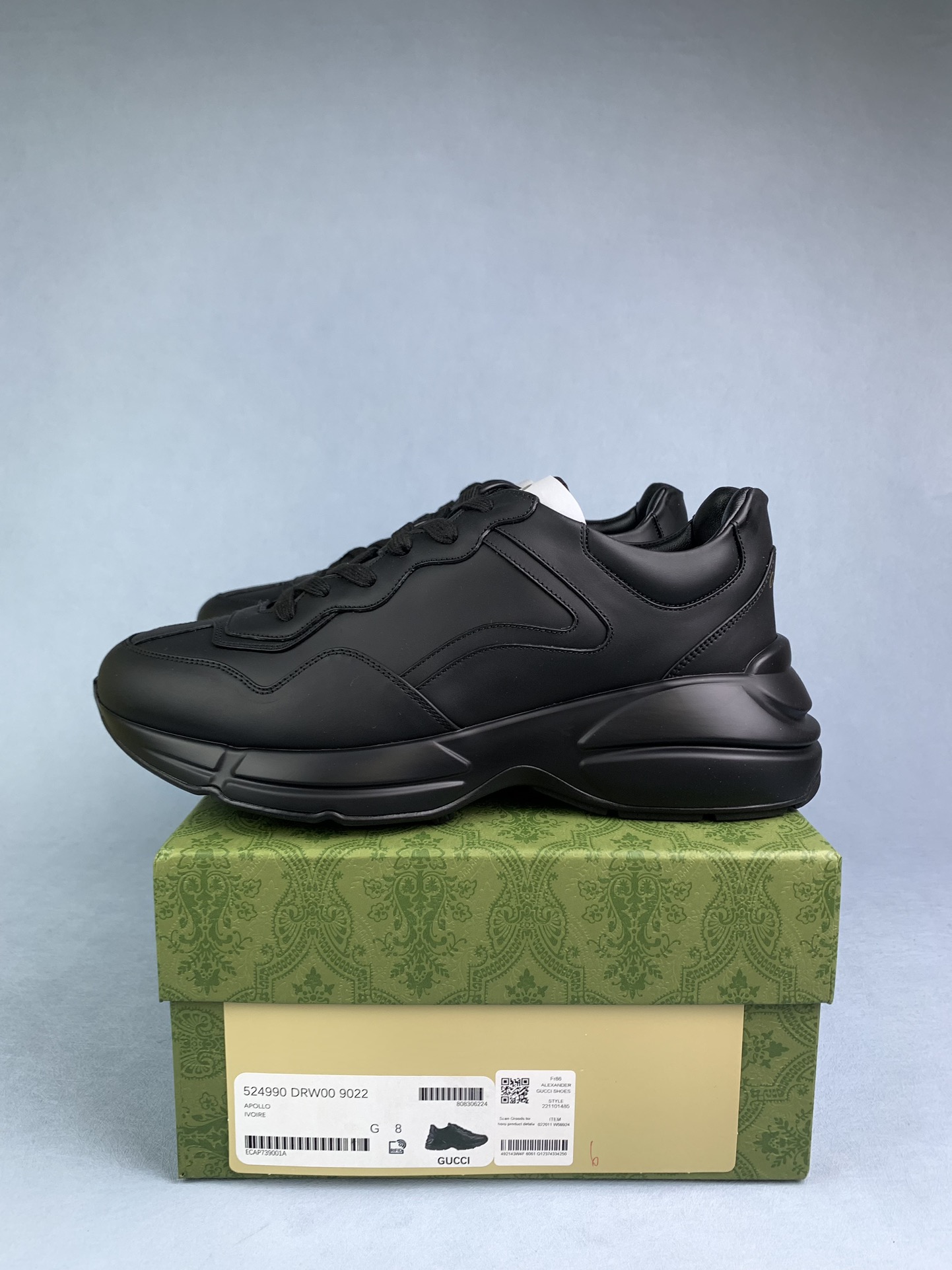 Gucci Rhyton Sneaker "Black leather" 721751 0G2R0 1000