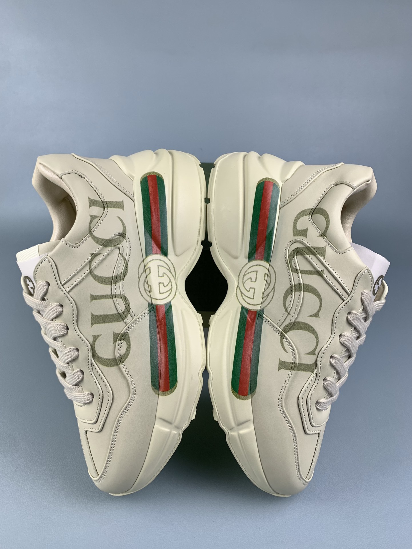 New Gucci Rhyton Leather Sneaker "Logo" 528892-DRW00-9522 Shoes