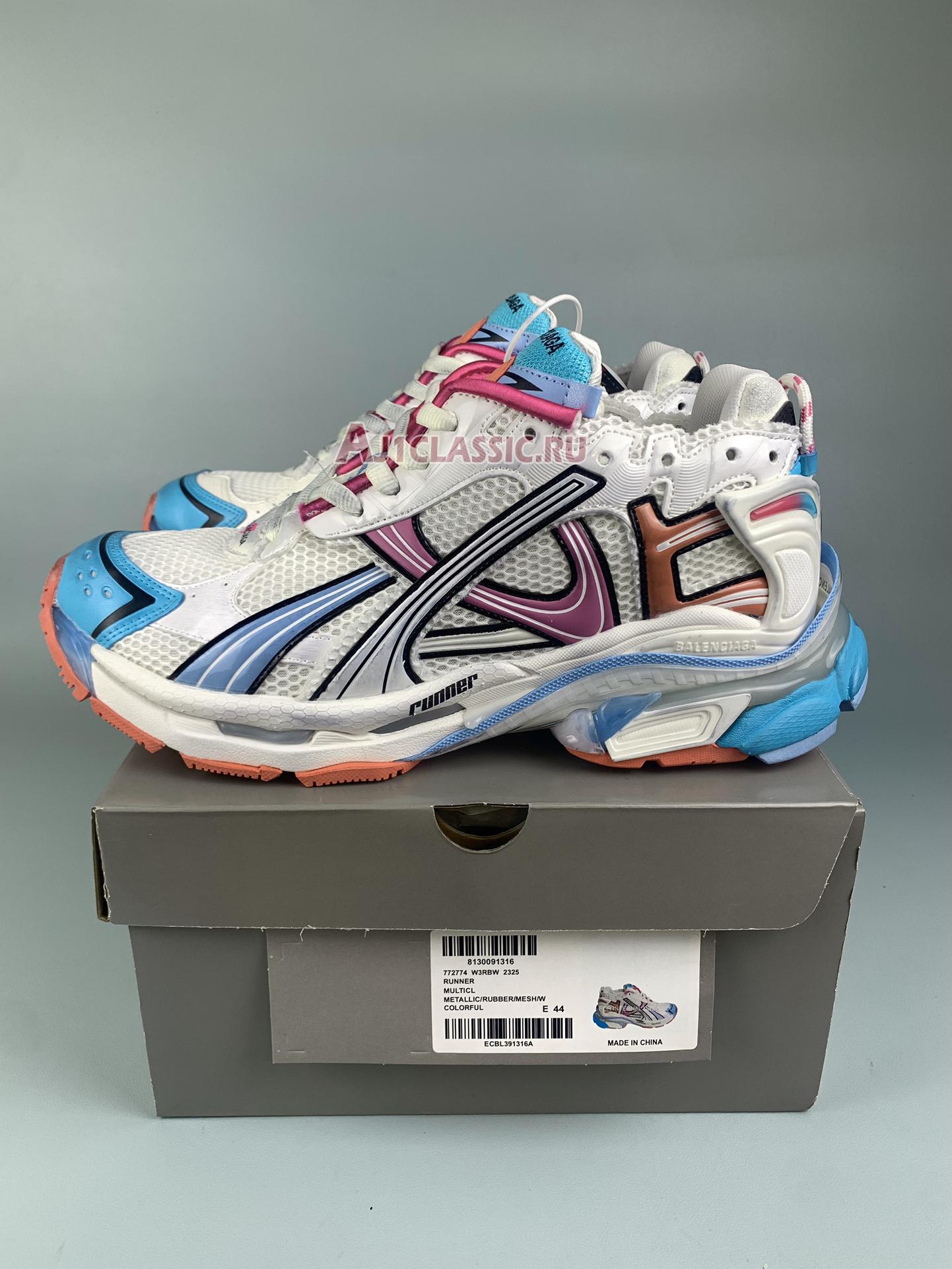 New Balenciaga Runner Sneaker "White Blue Pink Orange" 772767 W3RMU 9458 Shoes