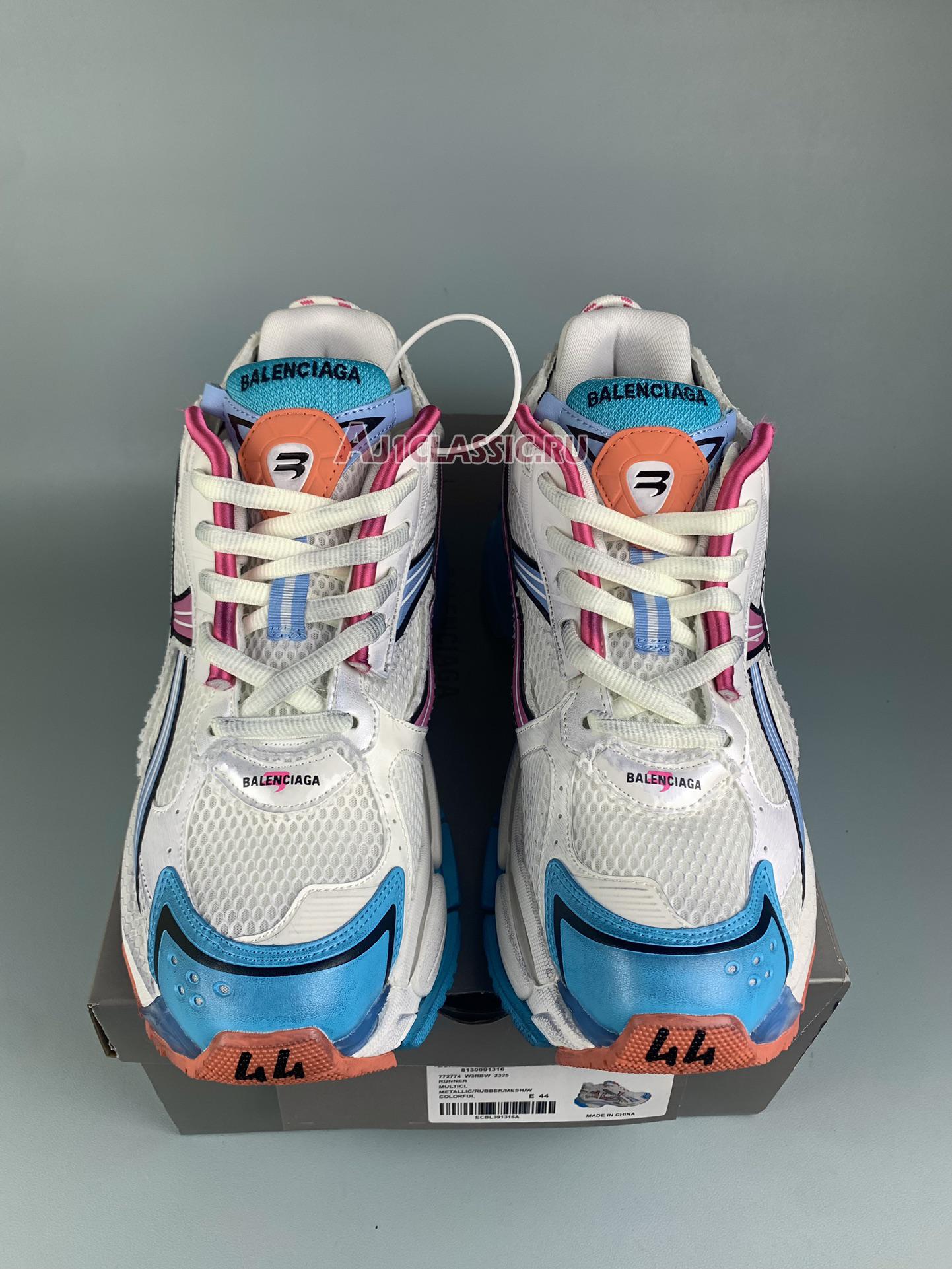 Balenciaga Runner Sneaker "White Blue Pink Orange" 772767 W3RMU 9458