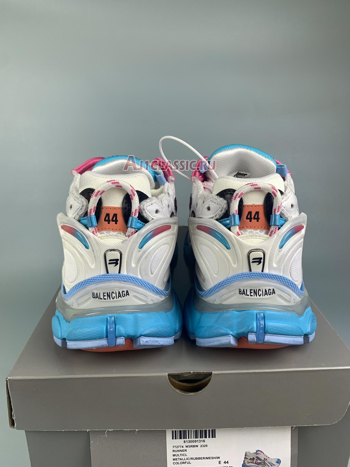 Balenciaga Runner Sneaker "White Blue Pink Orange" 772767 W3RMU 9458