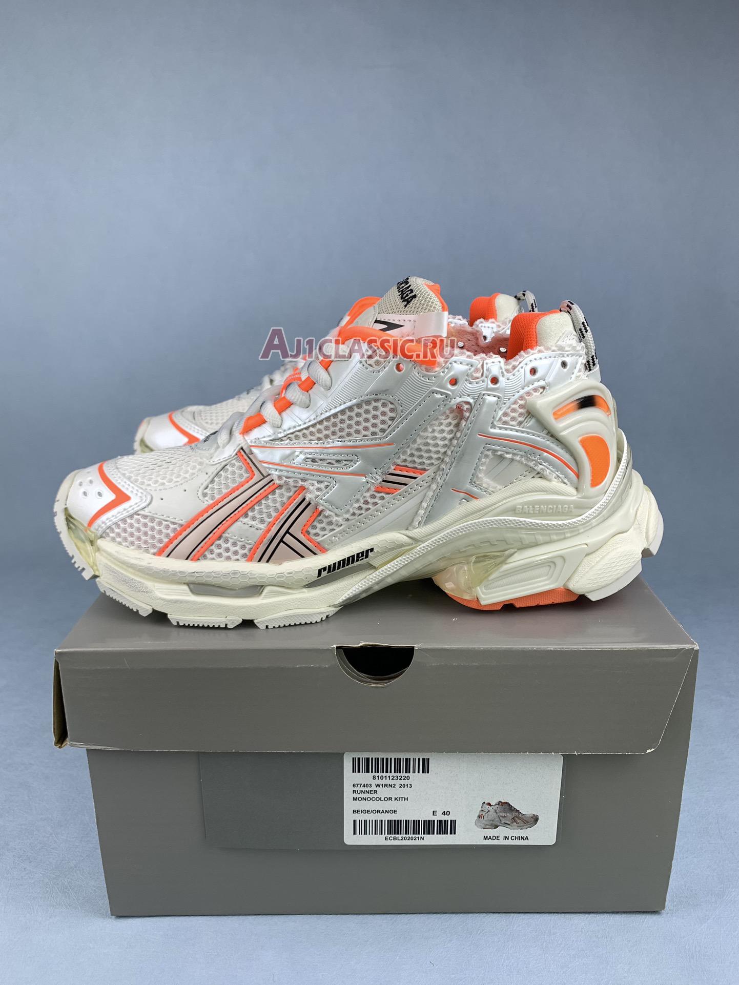 New Balenciaga Runner Sneaker "White Fluo Orange" 677402 W3RBM 9770 Shoes