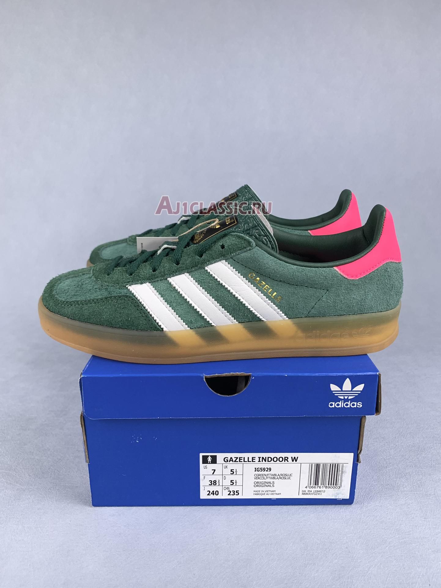 New Adidas Gazelle Indoor "Collegiate Green Pink" IG5929 Shoes