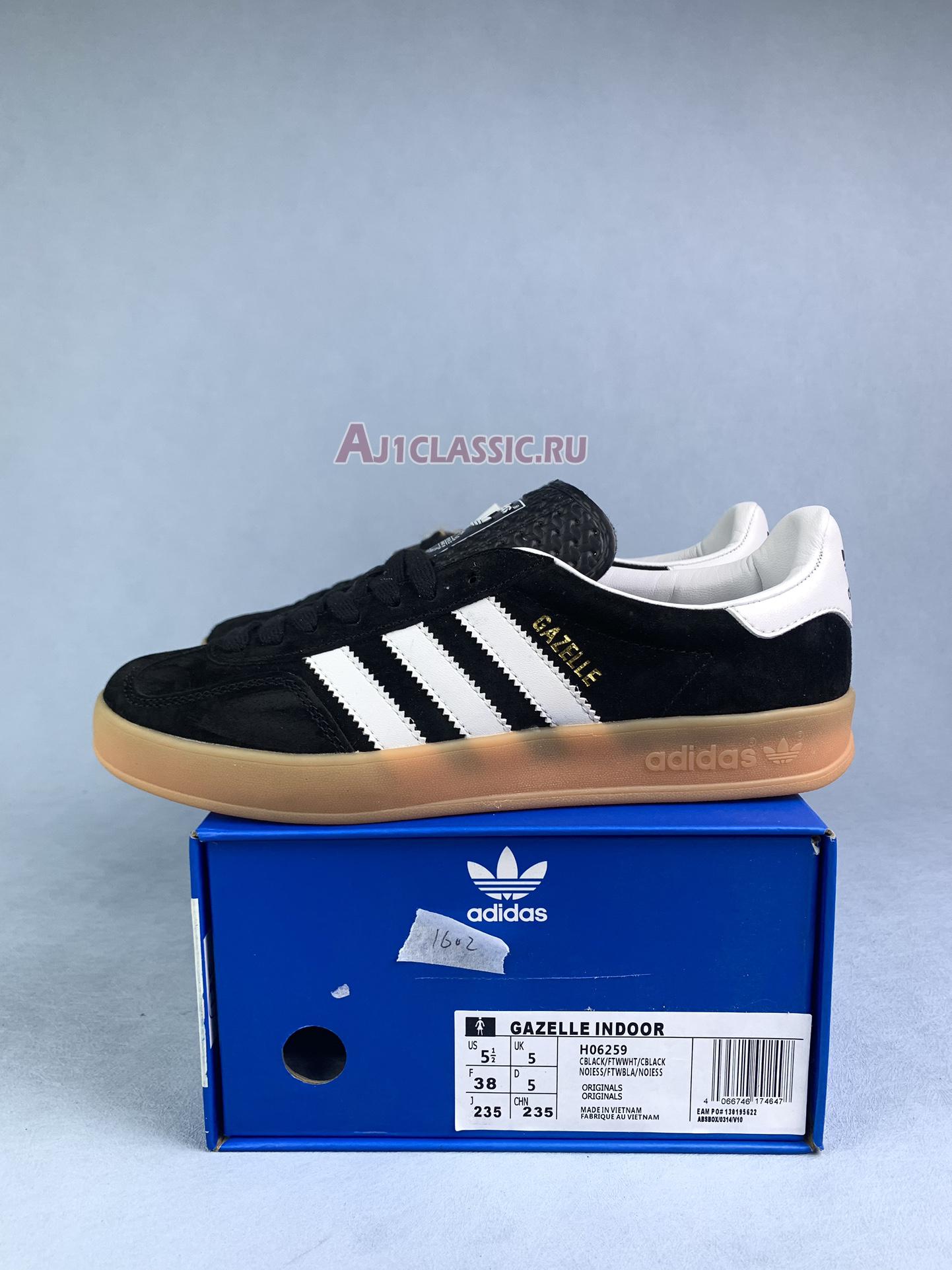 New Adidas Gazelle Indoor "Black White Gum" H06259 Shoes