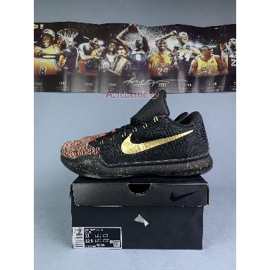 Nike Kobe 10 Elite Low Christmas 802560-076 Black/Metallic Gold-Bright Crimson Mens Womens Shoes