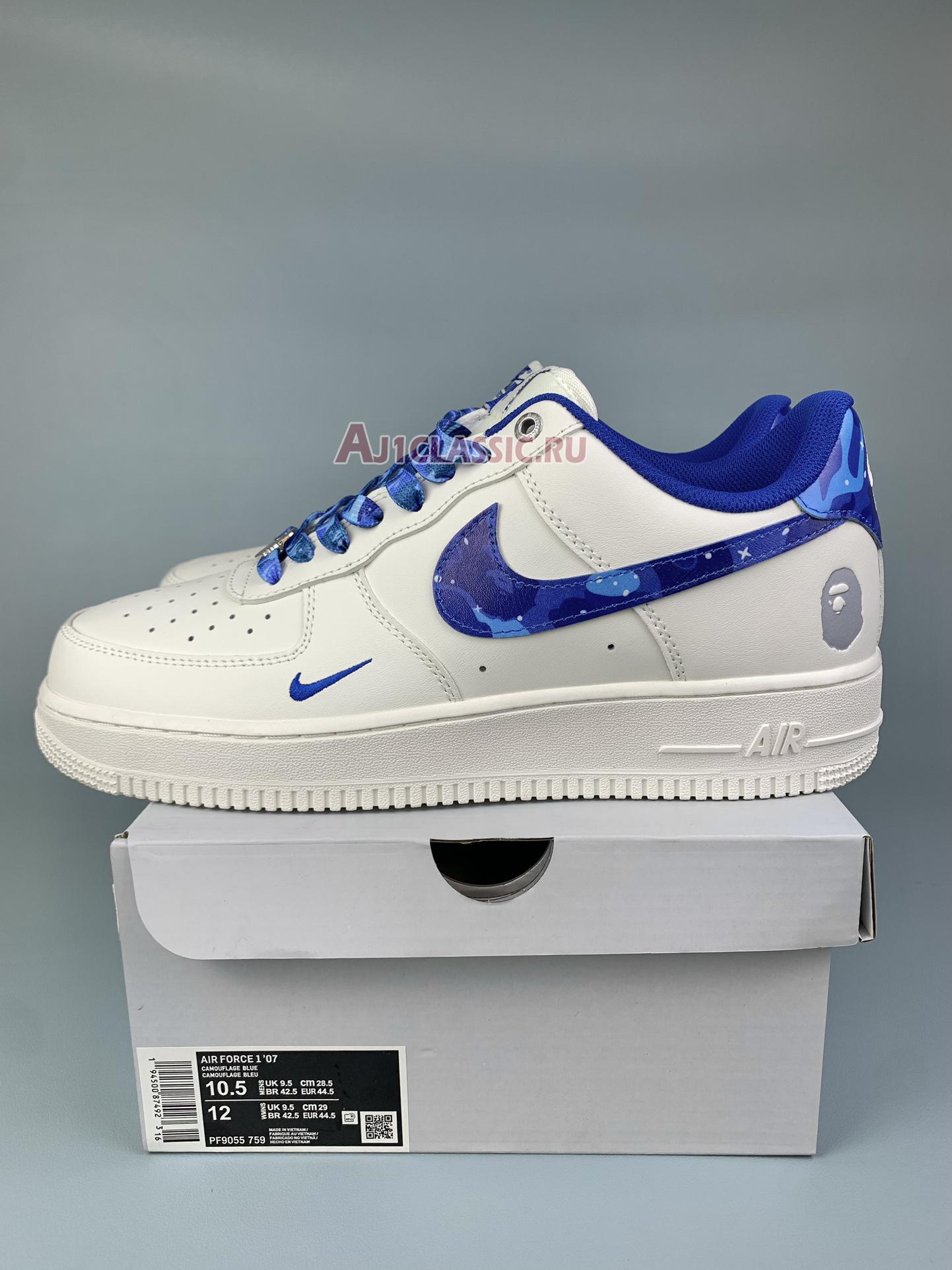 New Bape x Nike Air Force 1 Low "White Camo Blue" PF9055-759 Shoes