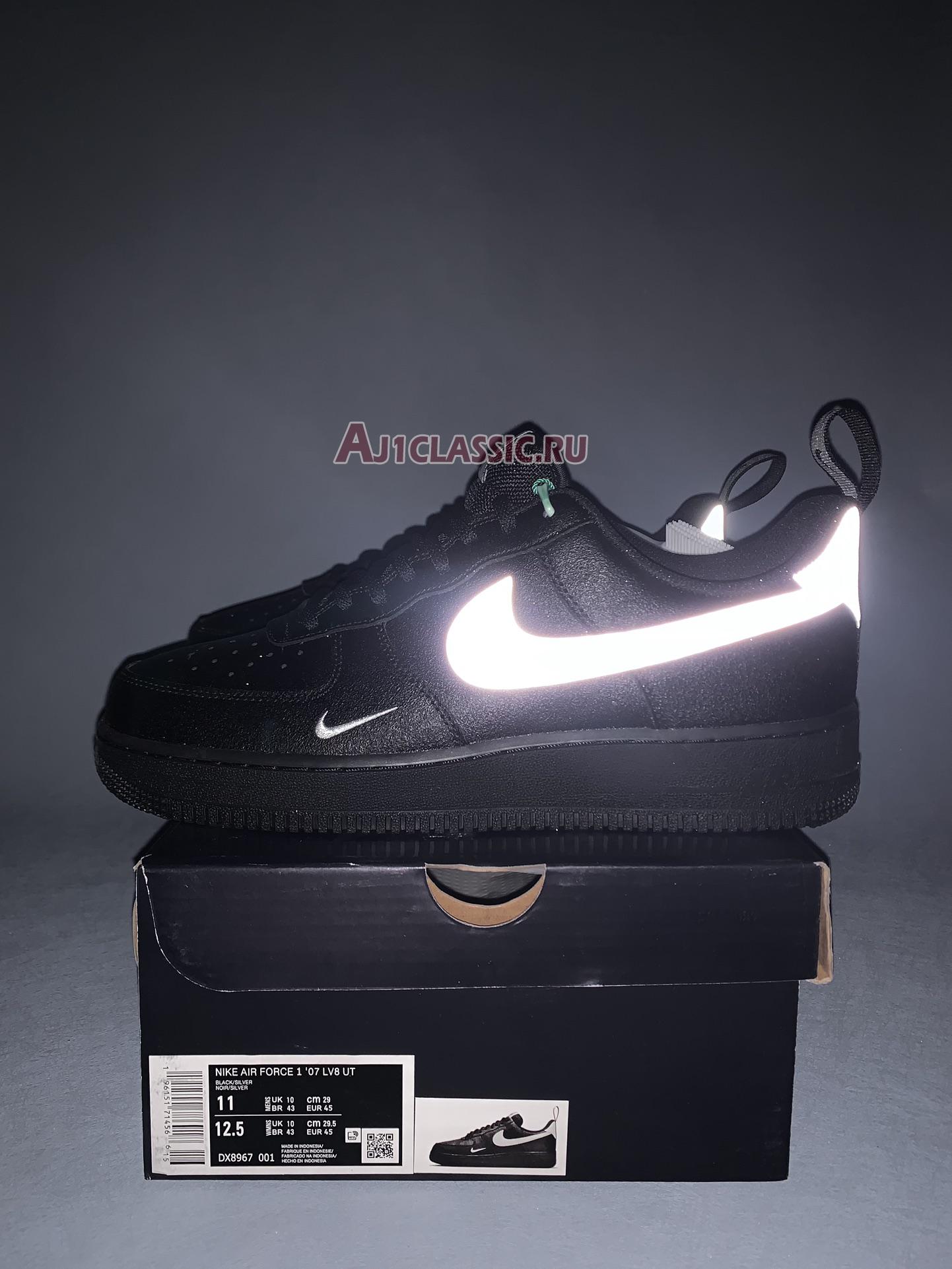 New Nike Air Force 1 Low "07 LV8 UT Black Metallic Silver" DX8967-001 Shoes