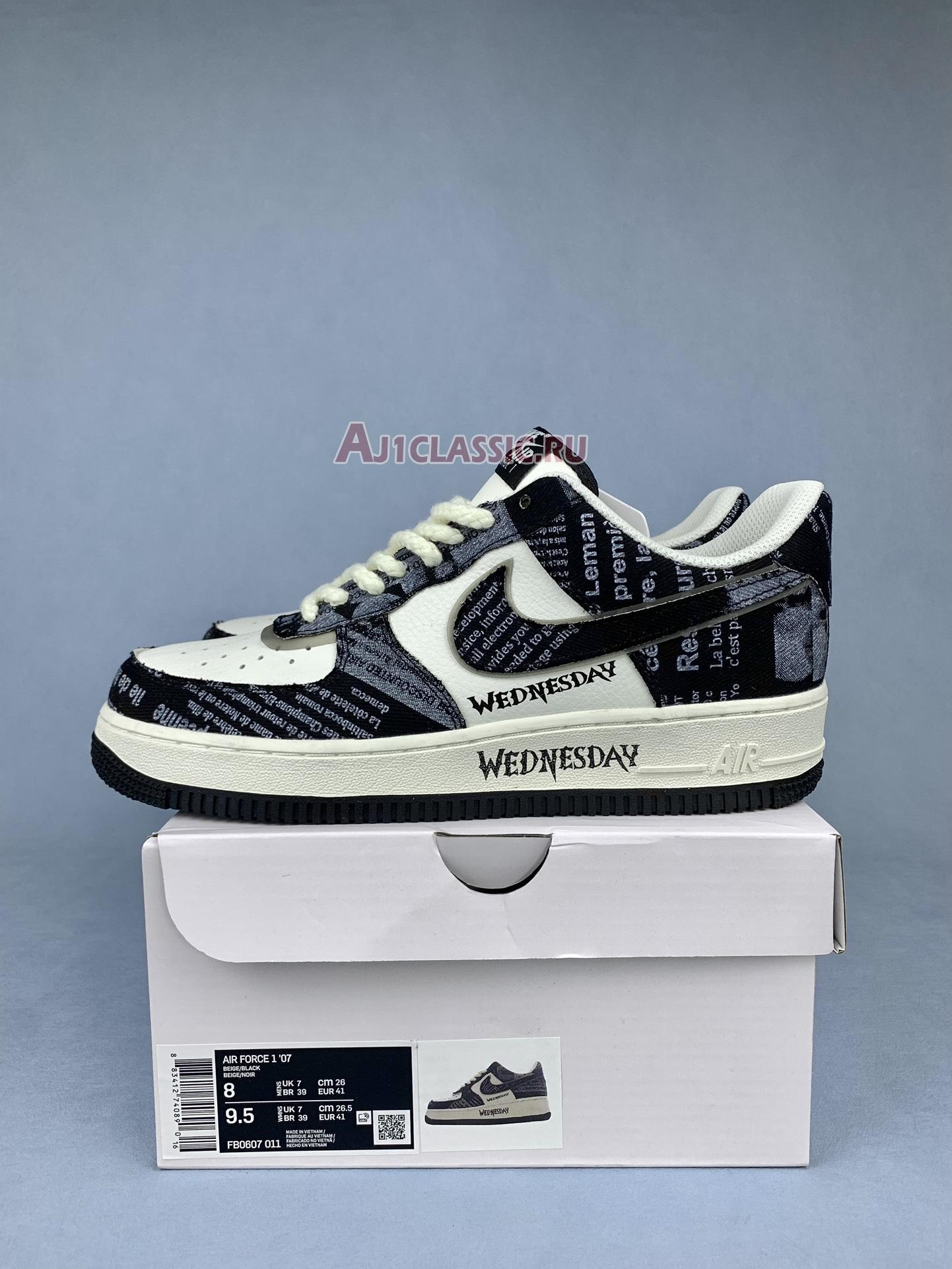 New Wednesday Addams x Nike Air Force 1 Low "Black White" FB0607-011 Shoes