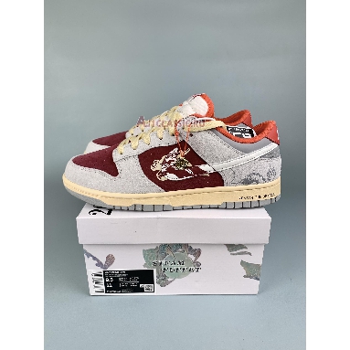 Nike SB Dunk Low Year Of The Dragon Grey Burgundy FZ5528-101-1 Grey/Burgundy-Orange Mens Womens Shoes