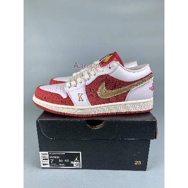 Air Jordan 1 Low SE Spades DJ5185-100 White/University Red/Metallic Gold Sneakers