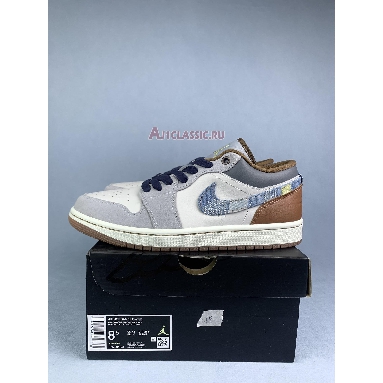 Air Jordan 1 Low SE Repaired Denim Swoosh FZ5042-041 Phantom/Coconut Milk/Amber Brown/Star Blue Sneakers