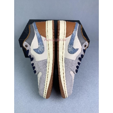 Air Jordan 1 Low SE Repaired Denim Swoosh FZ5042-041 Phantom/Coconut Milk/Amber Brown/Star Blue Sneakers