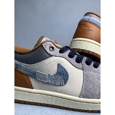 Air Jordan 1 Low SE Repaired Denim Swoosh FZ5042-041 Phantom/Coconut Milk/Amber Brown/Star Blue Sneakers