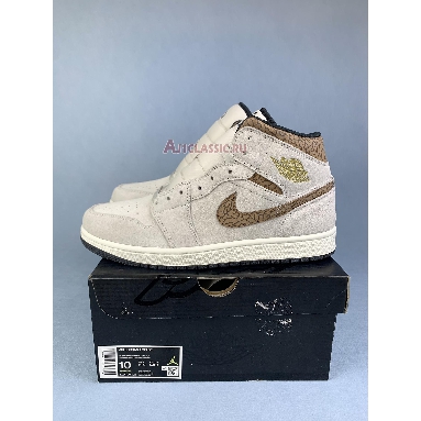 Air Jordan 1 Mid SE Brown Elephant DZ4129-102 Light Orewood Brown/Metallic Gold/White/Light British Tan/Sail Sneakers