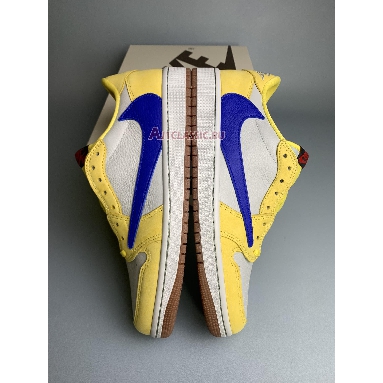 Travis Scott x Air Jordan 1 Retro Low OG SP PS Canary DZ4137-700 Canary/Light Silver-Gum Medium Brown-Racer Blue Mens Womens Shoes