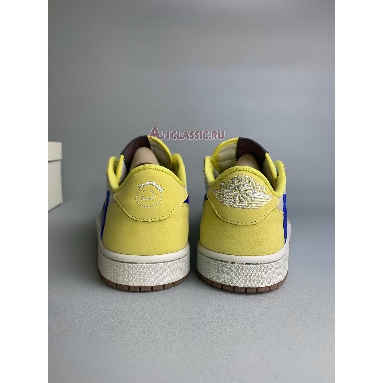 Travis Scott x Air Jordan 1 Retro Low OG SP PS Canary DZ4137-700 Canary/Light Silver-Gum Medium Brown-Racer Blue Mens Womens Shoes