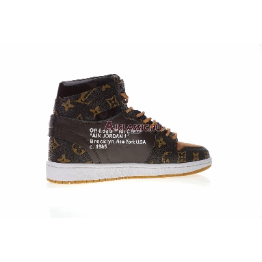 Louis Vuitton x Off-White x Air Jordan 1 Off-Louis Brown AQ0818-202-2 Brown/Brown-White (Includes one LV suitcase) Mens Womens Shoes